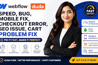 webflow duda speed bug mobile fix checkout error seo issue cart problem fix