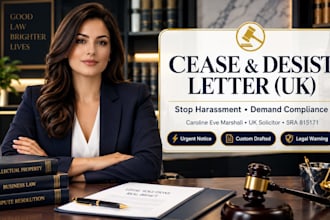 draft a UK solicitor cease and desist letter to stop harassment