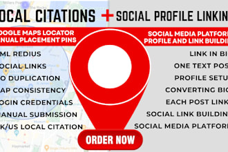 build UK USA local citations and social profiles for google maps seo ranking