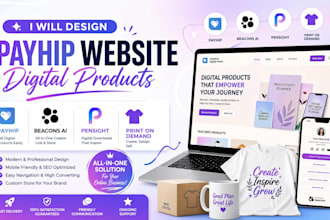 design payhip website digital products beacons ai pensight print on demand