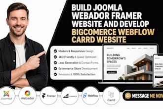 build joomla webador framer website and develop bigcomerce webflow carrd website