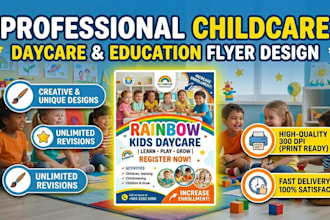 design childcare, daycare, kindergarten or school flyers