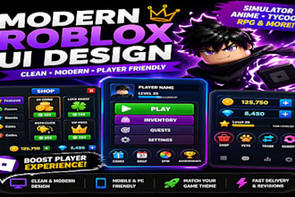 design modern roblox UI gui for simulator, anime and tycoon games