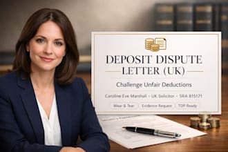 draft a UK solicitor letter to dispute landlord deposit deductions