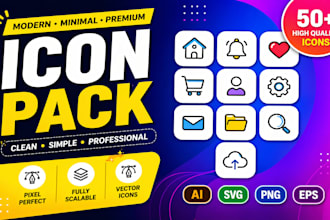 design modern icon pack for app, website and UI UX
