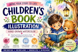 watercolor children story book illustration hand drawn water color illustration