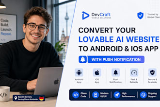 convert your lovable ai web site to android and ios app with push notification