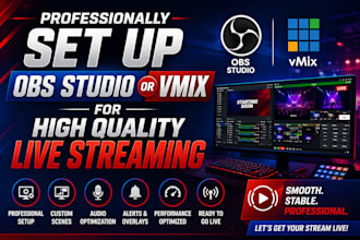 professionally set up obs studio or vmix for high quality live streaming