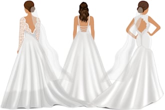 make fashion illustration for wedding dress, and bridal dress