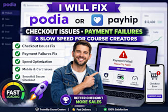 fix podia payhip checkout issues payment failures and slow speed course creators
