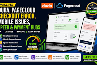 duda pagecloud checkout error bug mobile issue slow speed payment fix seo