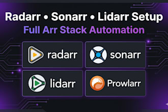 set up radarr, sonarr, lidarr and full arr stack with docker automation
