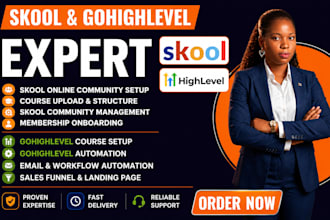 setup skool community, skool course setup, gohighlevel automation ghl website