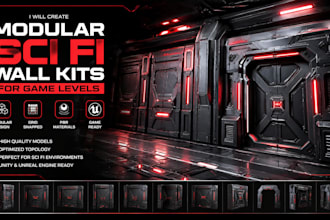 create modular sci fi wall kits for game levels