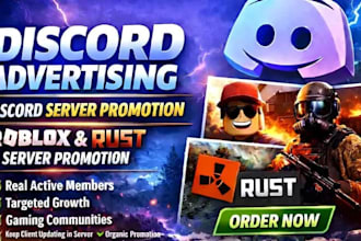 discord advertising, discord server promotion discord gaming, minecraft, rust,
