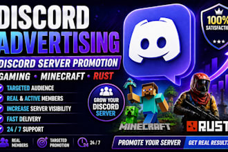 discord advertising, discord server promotion discord gaming, minecraft, rust,