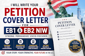 write your eb1, eb1a, eb2 niw petition letter and immigration cover letter