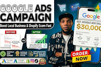 setup google ads adwords campaign for local business and shopify ecommerce