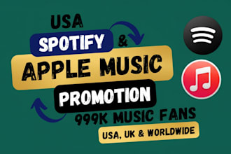 organic UK USA spotify playlist promotion, spotify music promo, amazon, apple