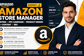 amazon store manager listing ppc campaign product design a plus content seo