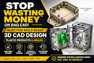 design injection mold ready 3d cad for plastic products