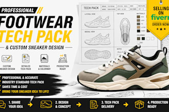 create footwear tech pack and custom sneaker design for your brand