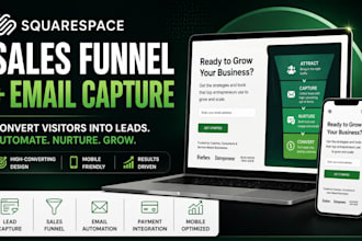 create squarespace website with full sales funnel and email capture setup