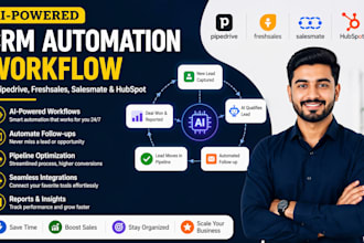 create ai CRM automation workflow in pipedrive, freshsales, salesmate, hubspot