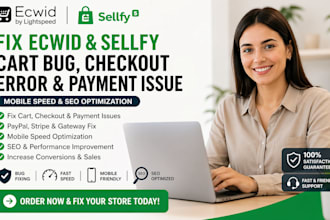 ecwid sellfy cart bug checkout fail payment issue mobile speed seo fix