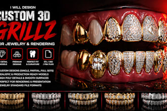design custom 3d teeth grillz models for jewelry and rendering