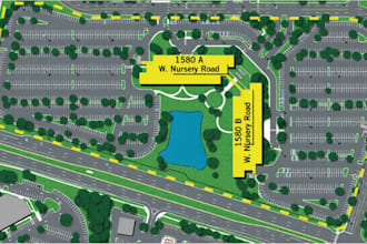 redesign landscape site master plan, city, plot map,  street layout, parking lot