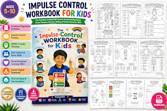 create impulse control workbook, adhd activities and sel worksheets