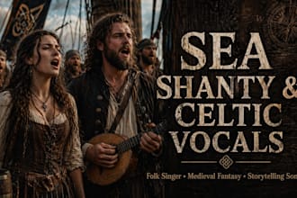 sing sea shanty, irish celtic, medieval fantasy, folk singer, celtic vocals