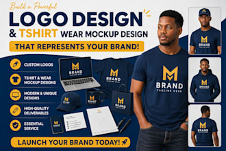 design a professional logo and tshirt mock up for your brand identity