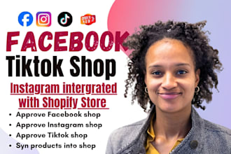 setup facebook shop, instagram shop, tiktok shop integrated to shopify store