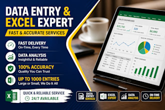do data analysis, excel dashboard and data visualization