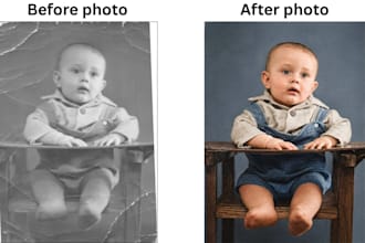 restore, repair and colorize your old damaged photos professionally