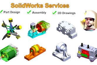 design mechanical 3d model of parts, assemblies and 2d drawing in solidworks