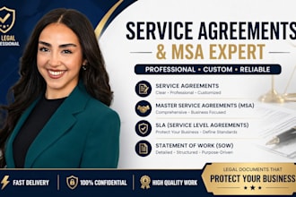 draft service agreements, master service agreement msa, sla and scope of work