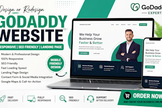 design or redesign responsive godaddy website with SEO and landing page