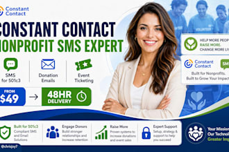 constant contact nonprofit sms setup 501c3 donation emails