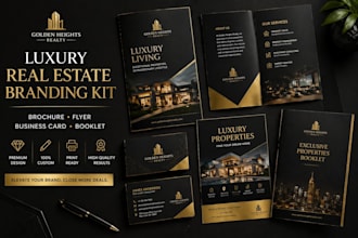 design luxury real estate branding kits, brochure, flyer, business card, booklet