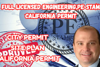 california licensed engineer full engineering permit plan stamp for city permit