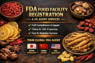 register your fda food facility and act as US agent with full compliant in japan