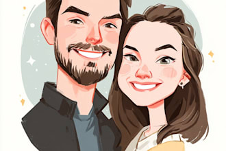 create professional caricatures for couples or wedding gift