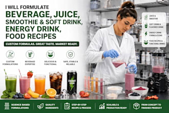 formulate beverage, juice, smoothie and soft drink, energy drink, food recipes