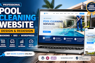design a pool cleaning website or pool service website with booking and SEO
