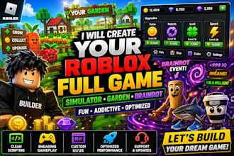 do roblox full game creation, steal a brainrot, grow a garden or simulator game