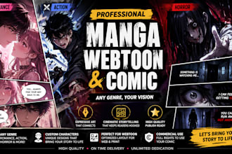 create manga webtoon comic in any genre romance action horror in expressive art