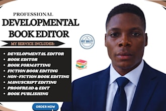 proofread, edit, and format your book manuscript as a developmental editor